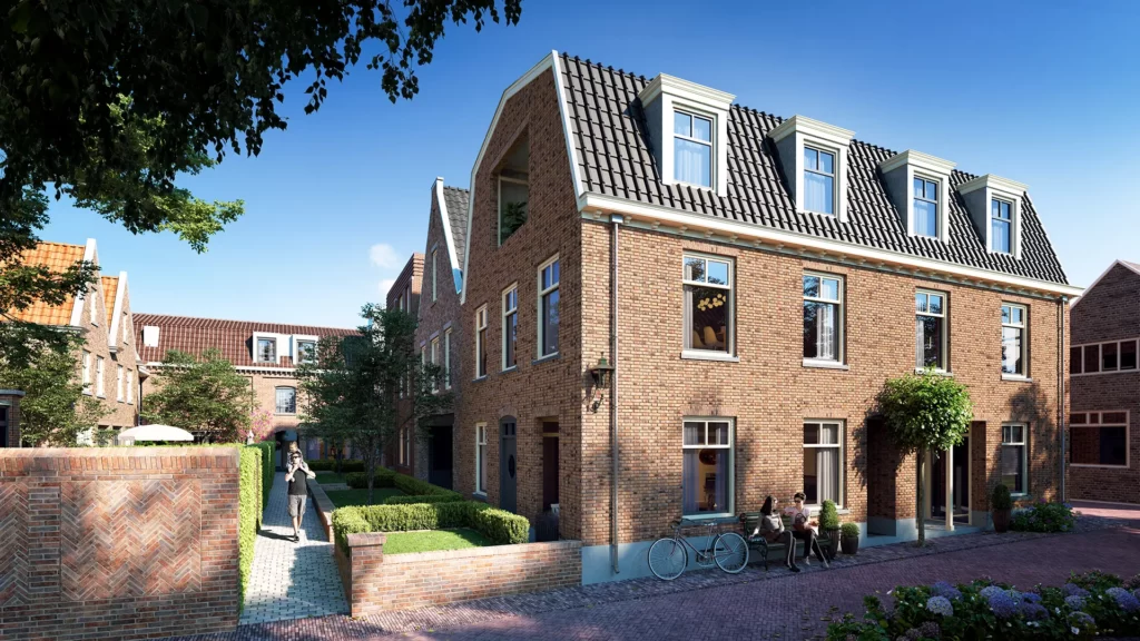 3D visualisatie nieuwbouw projectontwikkeling Stadsvilla's met binnentuin - Het Hart van Naarden