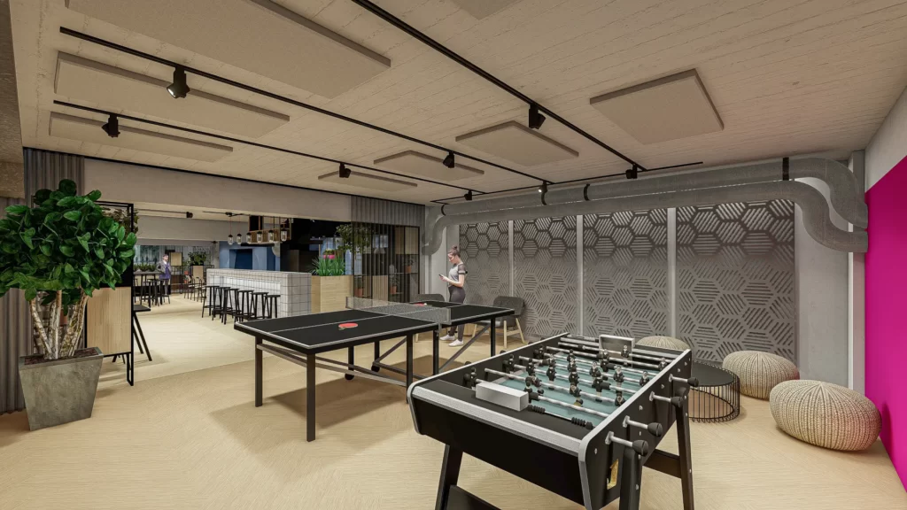Interieurontwerp Studentenhotel Rotterdam met game room