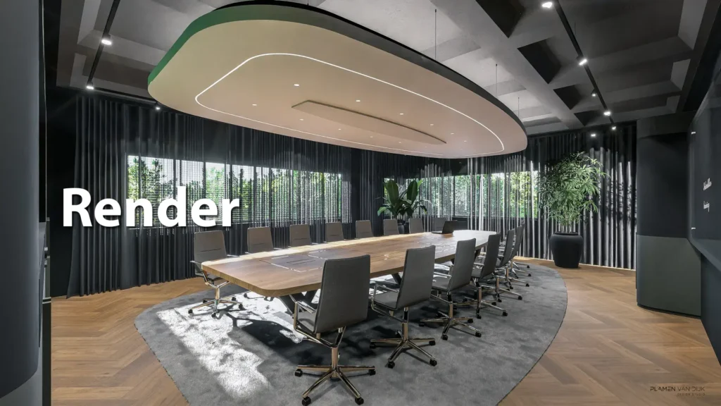 Plamen van Dijk | Design Studio – 3d visual boardroom kantoor delft
