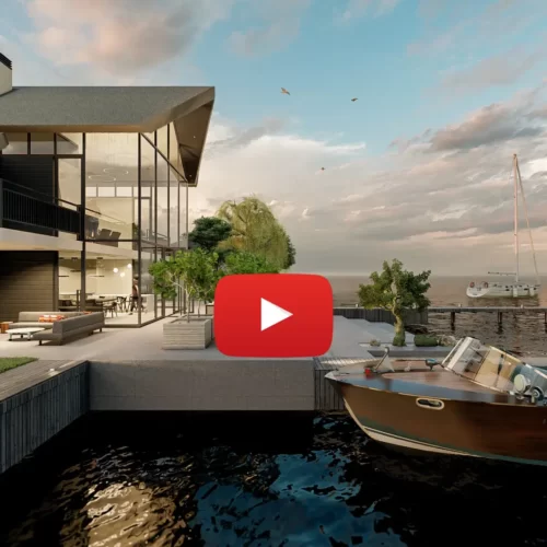 3D animatie van villa aan het water in Loosdrecht
