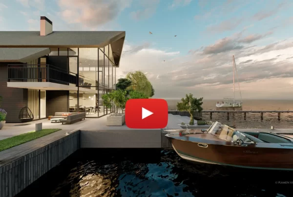 3D animatie van villa aan het water in Loosdrecht