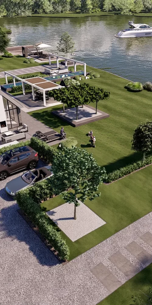 tuinontwerp in buitengebied bij Aalsmeer aan het water