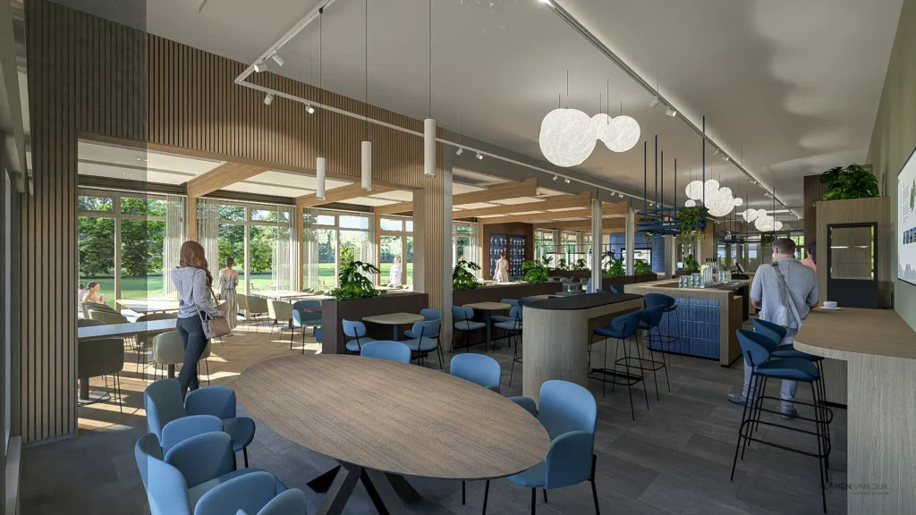 Plamen van Dijk | Design Studio - leestafel met zicht op het restaurant