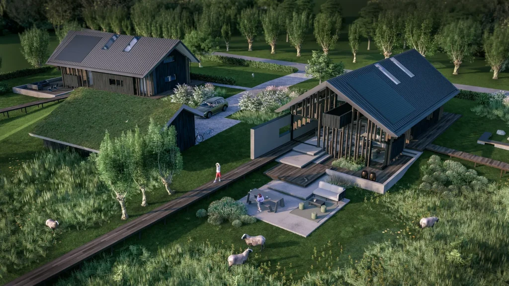 Interieurarchitect Plamen van Dijk -vogelvlucht visuals natuurvilla's