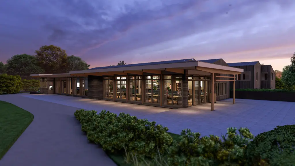 Exterieur van Golfclub De Hoge Kleij na de renovatie ontworpen door Plamen van Dijk